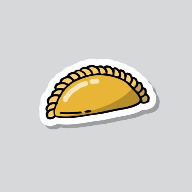 Empanada. doldurulmuş ekmek veya pasta pişmiş ya da Latin Amerika'nın birçok ülkesinde kızarmış. etiket doodle simgesi