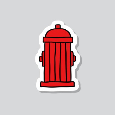 Yangın Hidrant doodle etiket simgesi