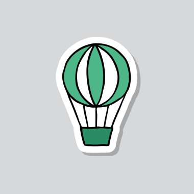 sıcak hava balon doodle etiket simgesi