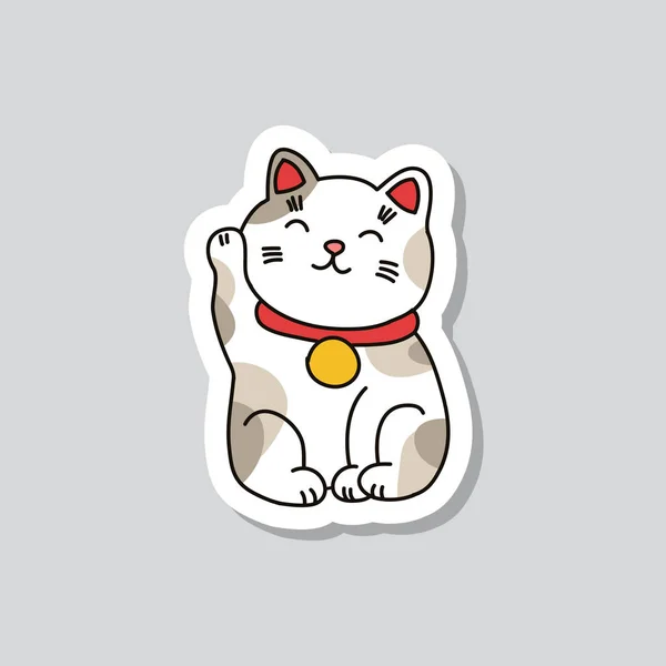 Maneki Neko Klistermärke Doodle Ikonen — Stock vektor