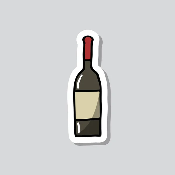 一瓶葡萄酒贴纸涂鸦图标 — 图库矢量图片