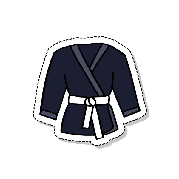 Karate Obleku Doodle Nálepka Ikona — Stockový vektor