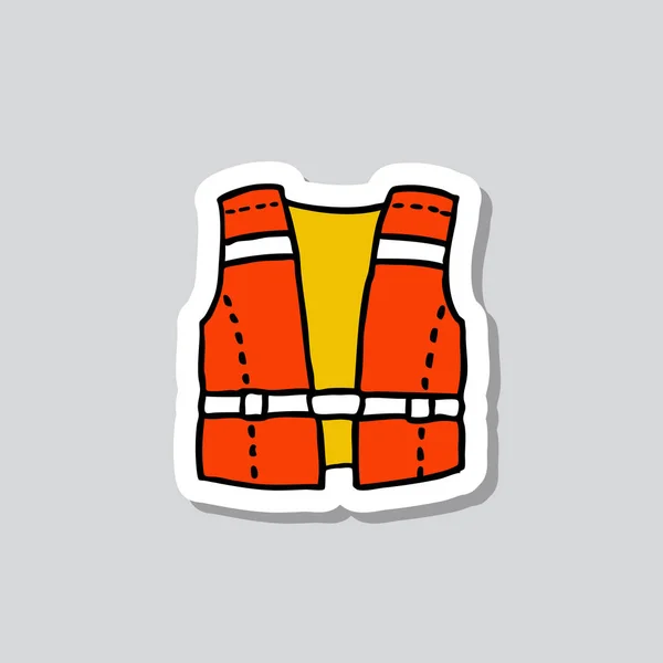 Safety Life Jacket Doodle Sticker Icon — Stock Vector