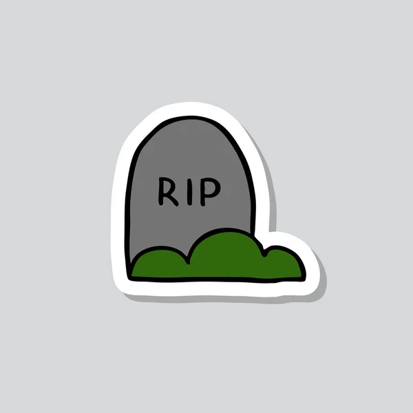 Grave Doodle Sticker Icon — Stock Vector