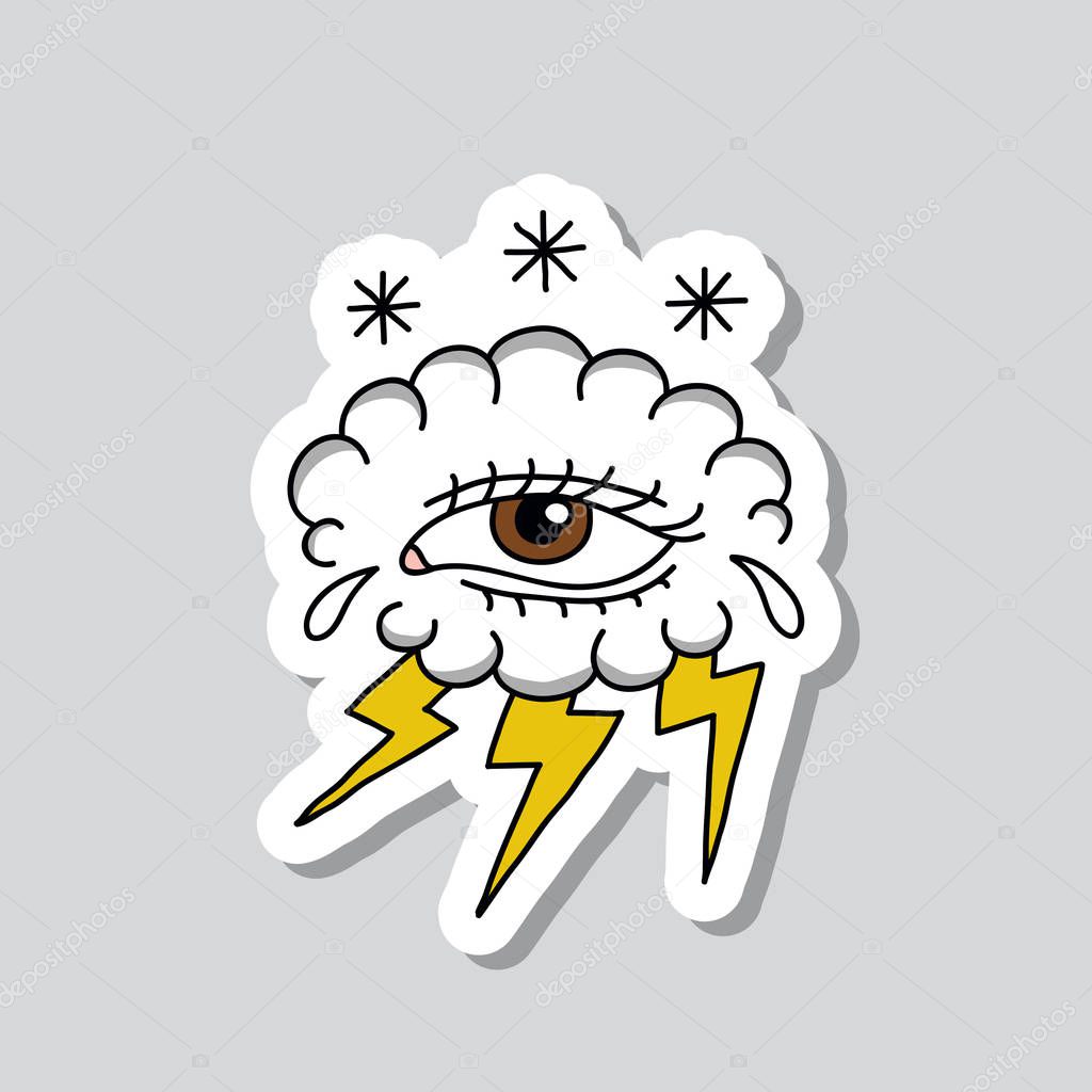 cloud with eye illustration traditional tattoo flash sticker