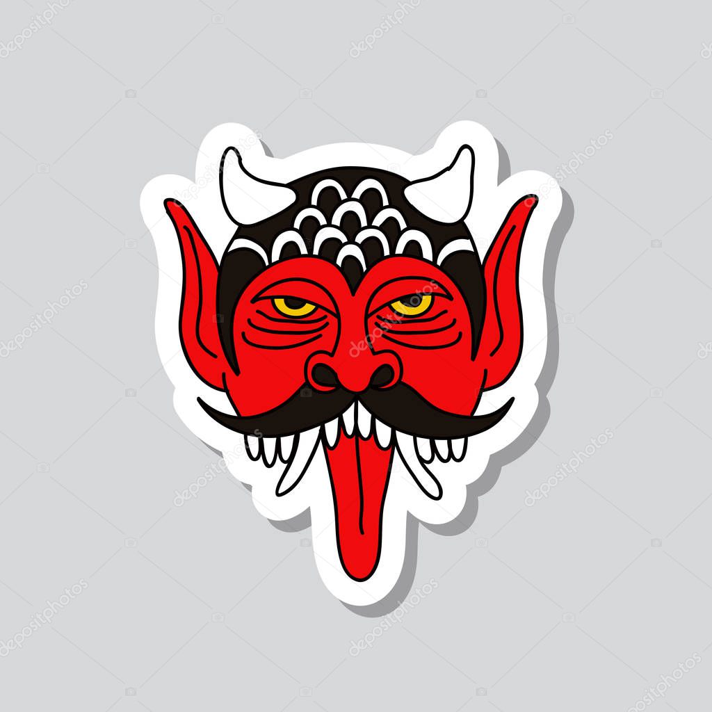 Daemon illustration traditional tattoo flash sticker
