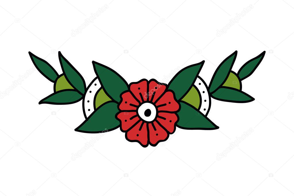 flowers illustration traditional tattoo flash