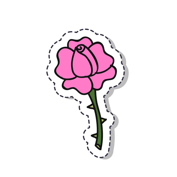 Icono Etiqueta Engomada Doodle Rosa — Vector de stock