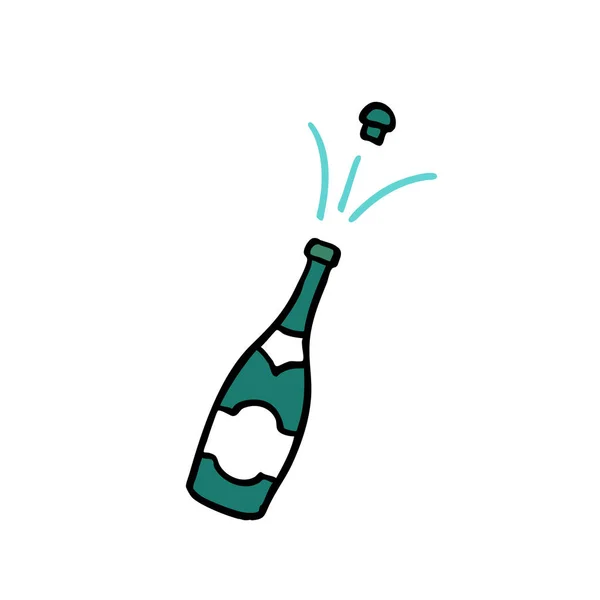 Champagner Doodle Farbsymbol — Stockvektor