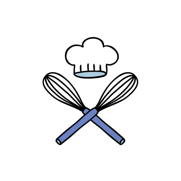 Hoed Doodle Pictogram Van Corolla Chef Kok — Stockvector