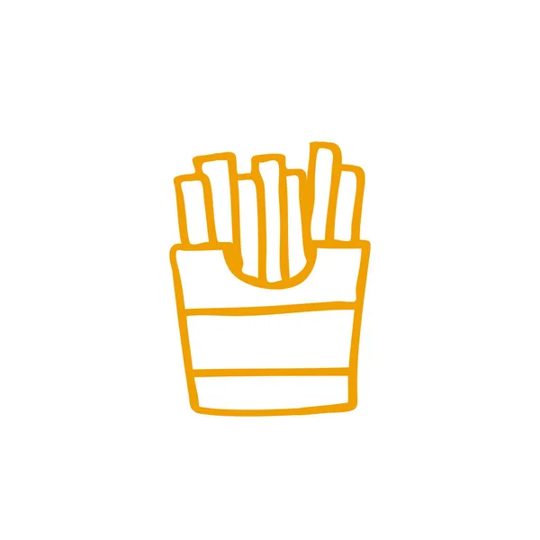 Papas Fritas Garabato Icono — Vector de stock