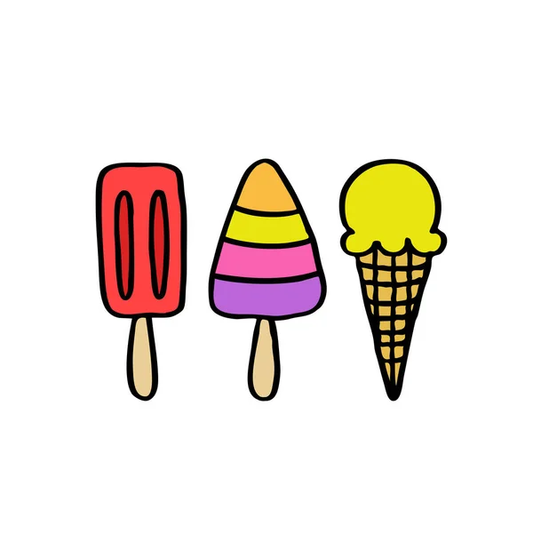 Ice Cream Doodle Ikon — Stock Vector