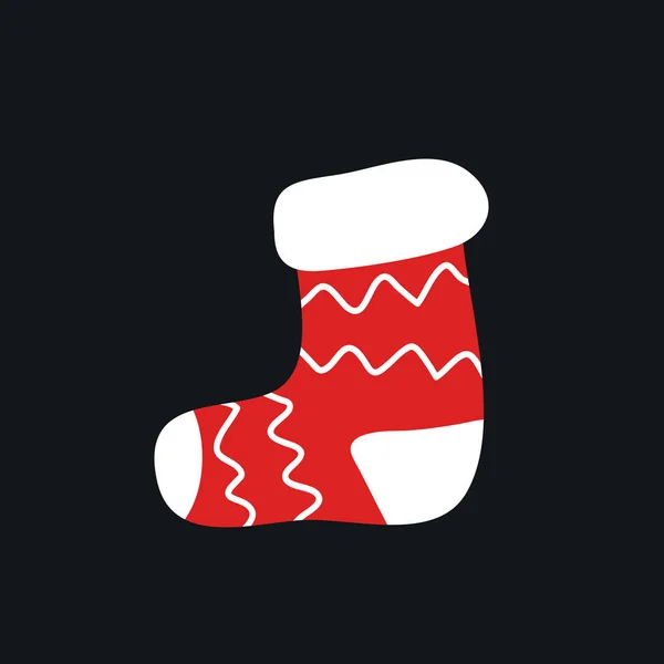 Vánoční Ponožka Doodle Ikona — Stockový vektor