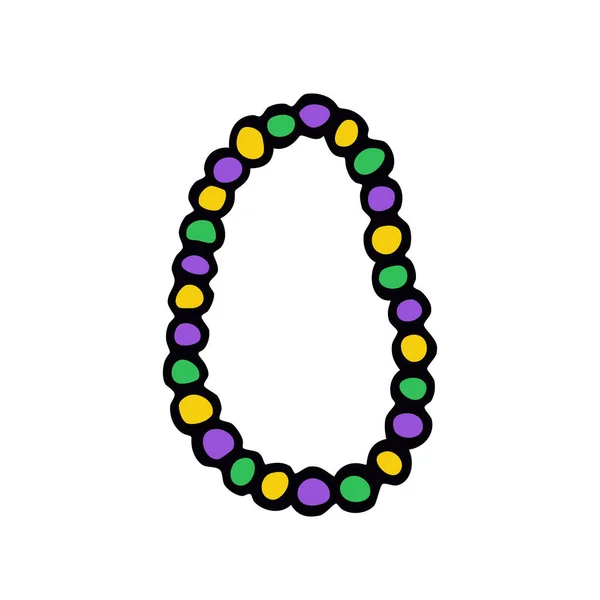 Mardi Gras Boncuk Doodle Simgesi — Stok Vektör