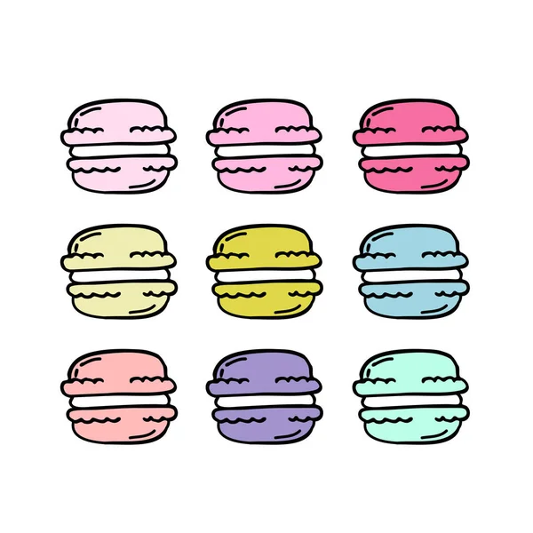 Macaroon Doodle Kleur Pictogram — Stockvector