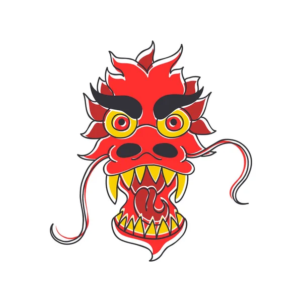 Çince Ejderha Doodle Simgesi — Stok Vektör