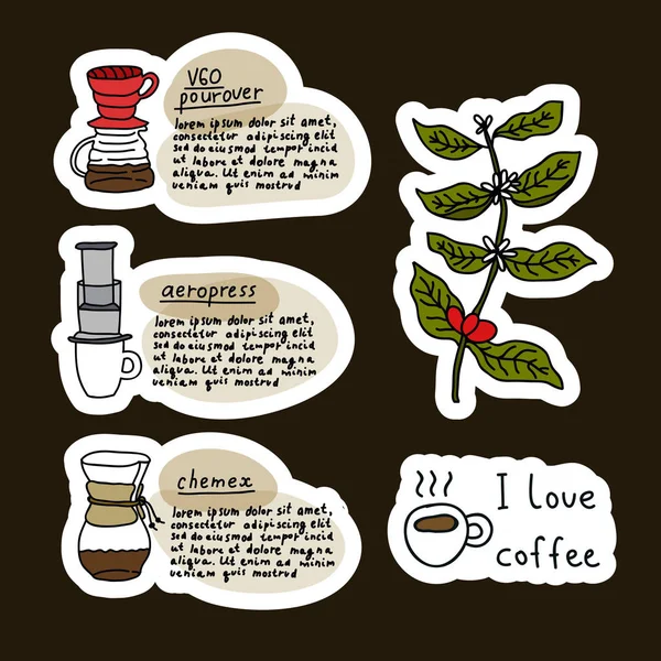 Alternatywne Ekspres Kawy Urządzenie Zaparzania Kawy Doodle Ikona — Wektor stockowy