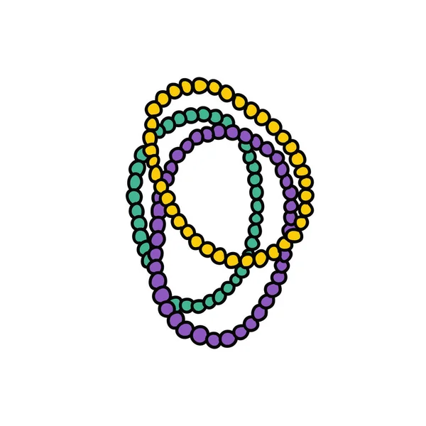Mardi Gras Beads Doodle Icon — Stock Vector