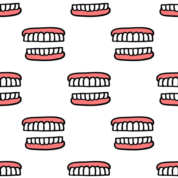 Dentiera Modello Doodle Senza Cuciture — Vettoriale Stock