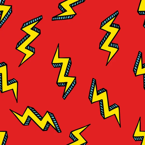 Lightning Sömlös Doodle Mönster — Stock vektor