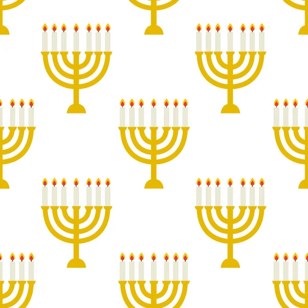 Menorah Untuk Pola Mulus Hanukkah - Stok Vektor