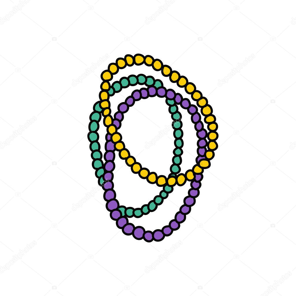 Mardi Gras beads doodle icon