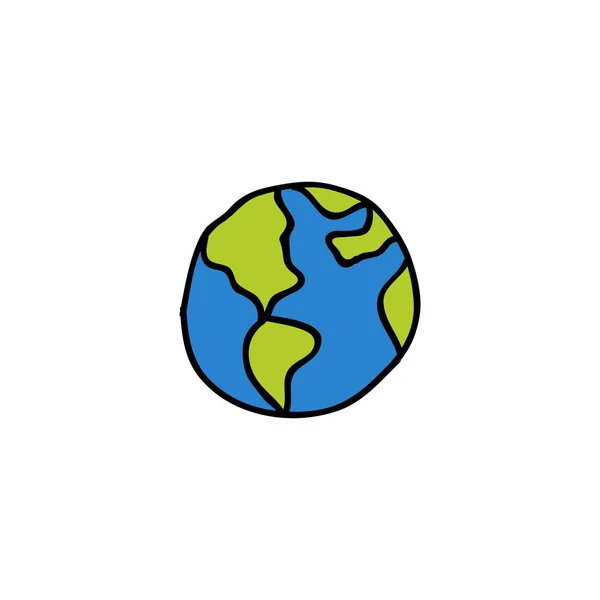 Erdplaneten Doodle Symbol — Stockvektor