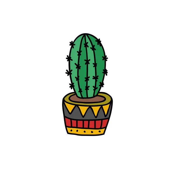 Accueil Cactus Doodle Icône — Image vectorielle