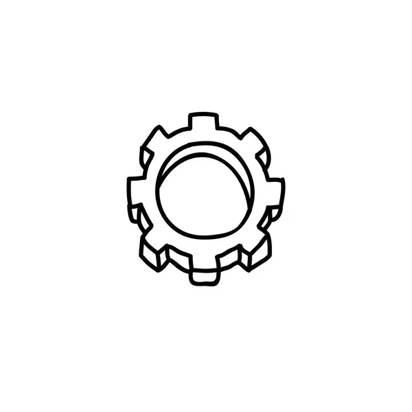 Gear Wheel Doodle Pictogram — Stockvector