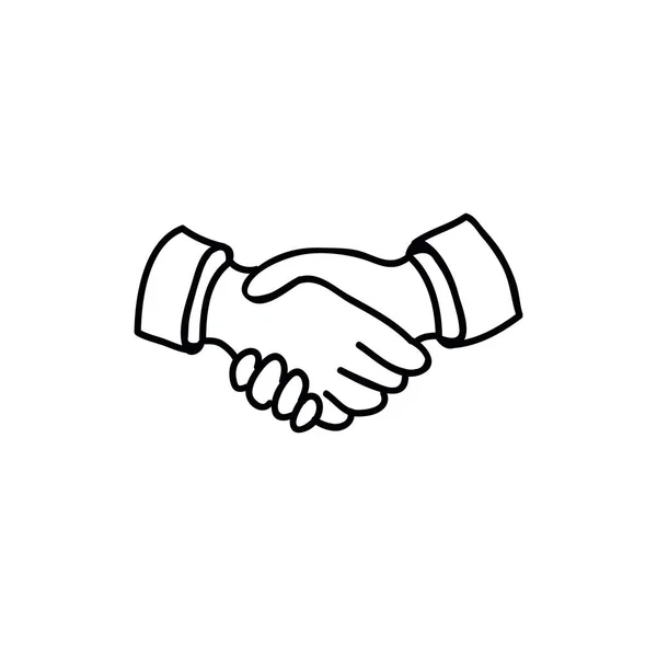 Handshake Doodle Line Ikone — Stockvektor