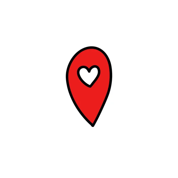 Mapa Puntero Corazón Garabato Icono — Archivo Imágenes Vectoriales