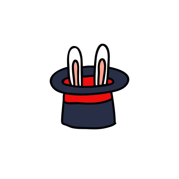Lapin Dans Chapeau Doodle Icône — Image vectorielle
