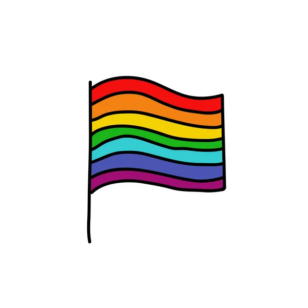Rainbow Flag Doodle Icon — Stock Vector