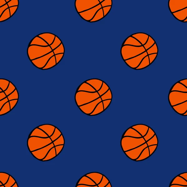 Basketbol Sorunsuz Doodle Desen — Stok Vektör