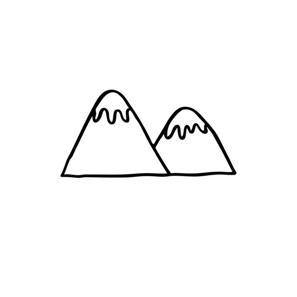 Montanhas Doodle Linha Ícone — Vetor de Stock