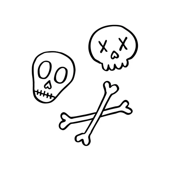 Totenkopf Doodle Farbsymbol — Stockvektor