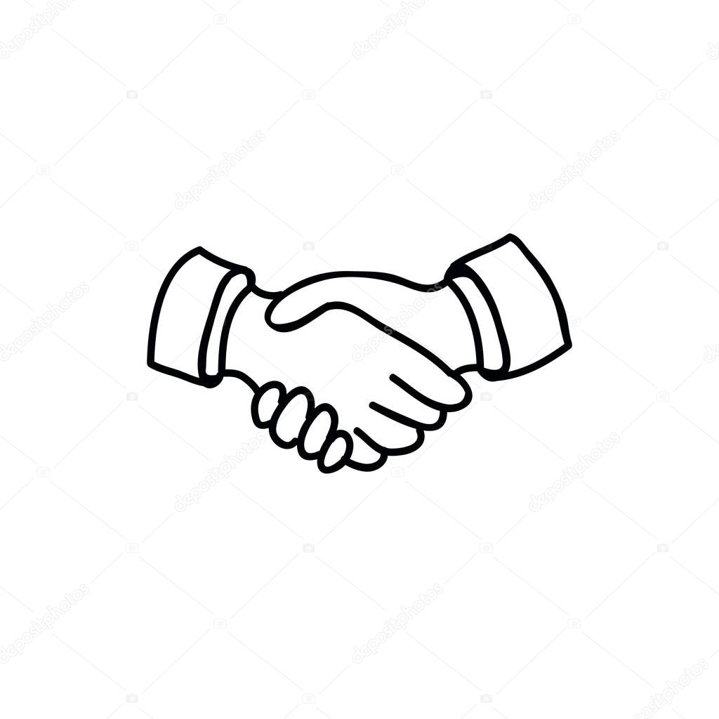 handshake doodle line icon