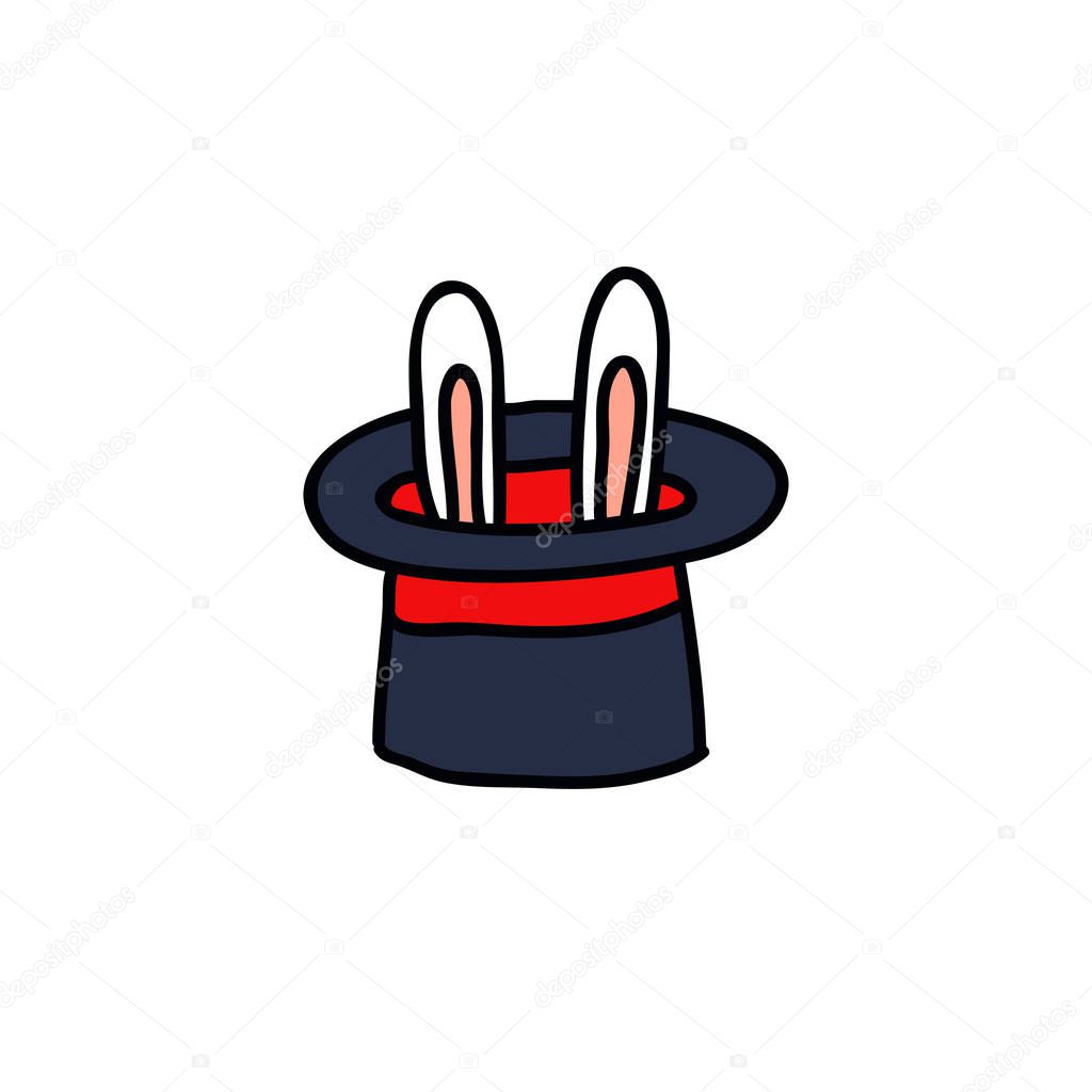 rabbit in the hat doodle icon