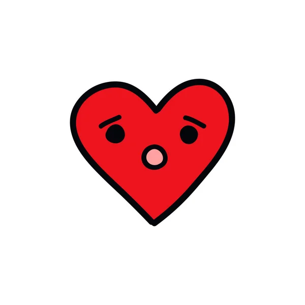 Emotikon Heart Doodle Ikona — Wektor stockowy