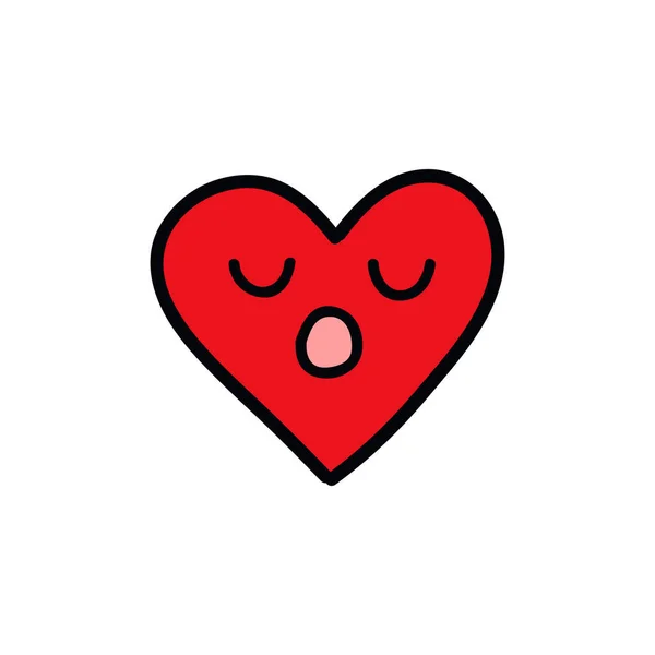 Emotikon Heart Doodle Ikona — Wektor stockowy