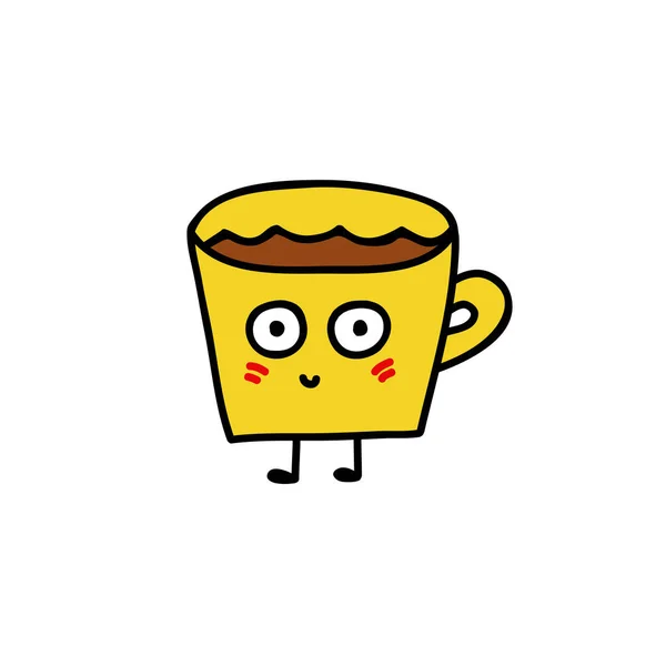 Lindo Café Taza Emojis Vector Colección Con Diferentes Expresiones — Archivo Imágenes Vectoriales