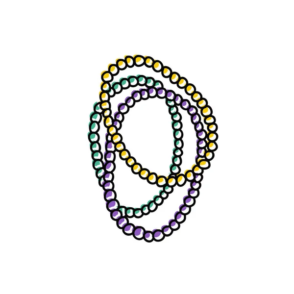 Mardi Gras Perlas Garabato Icono — Vector de stock