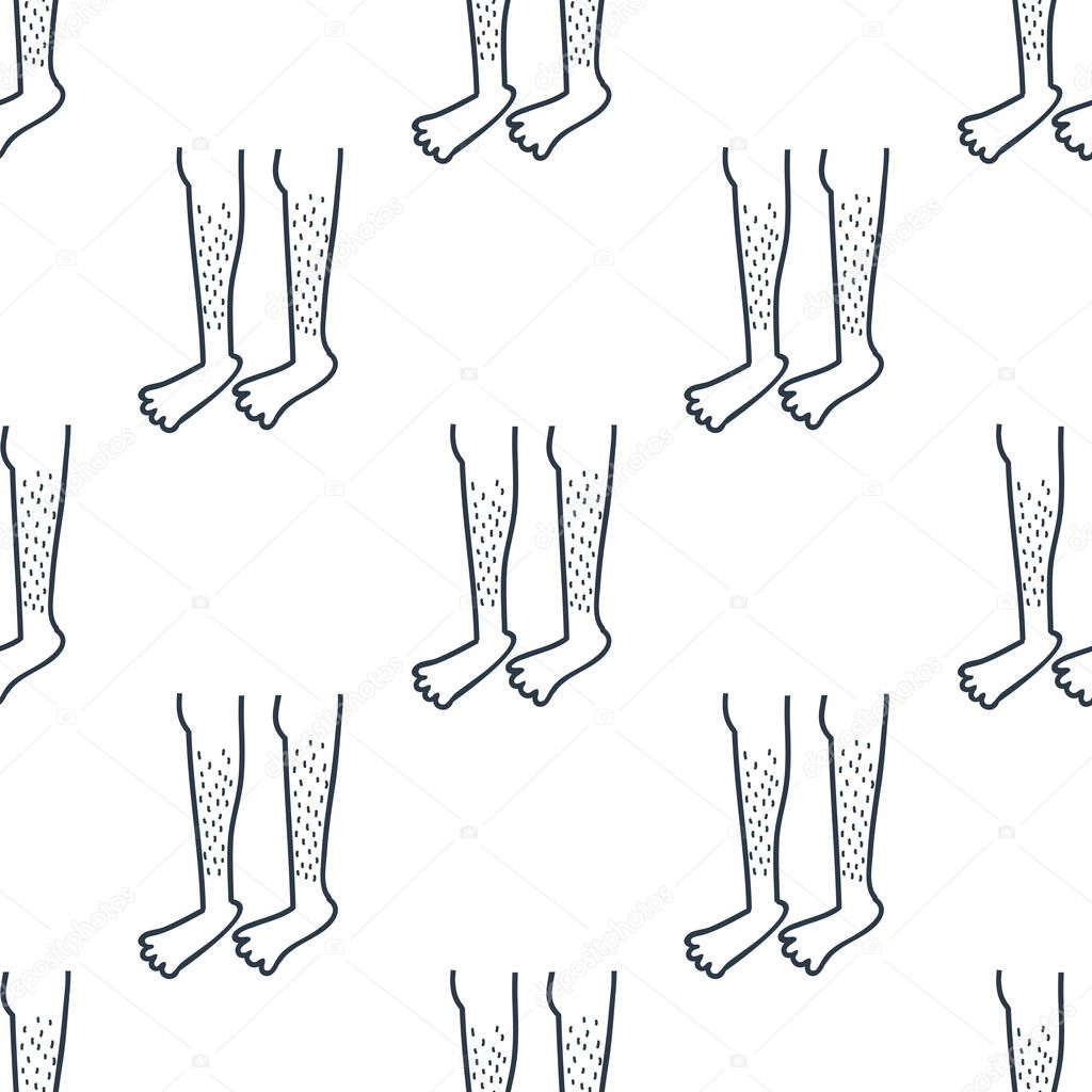 hairy legs seamless doodle pattern