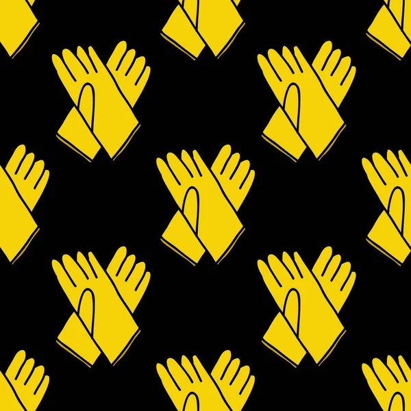 Rubber Gloves Seamless Doodle Pattern — Stock Vector