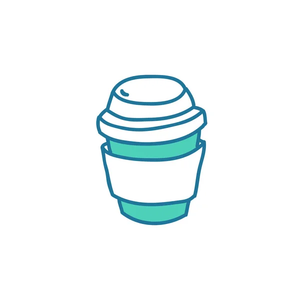 Llevar Taza Café Garabato Icono — Vector de stock