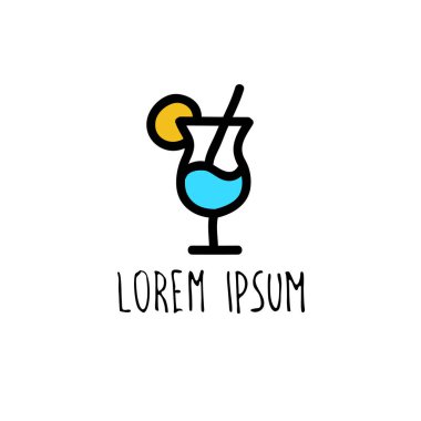 kokteyl doodle renkli simge