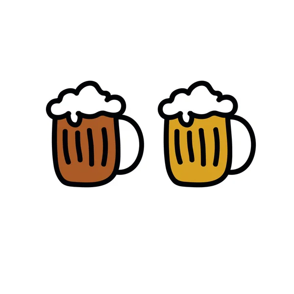 Cerveza Garabato Icono Color — Vector de stock