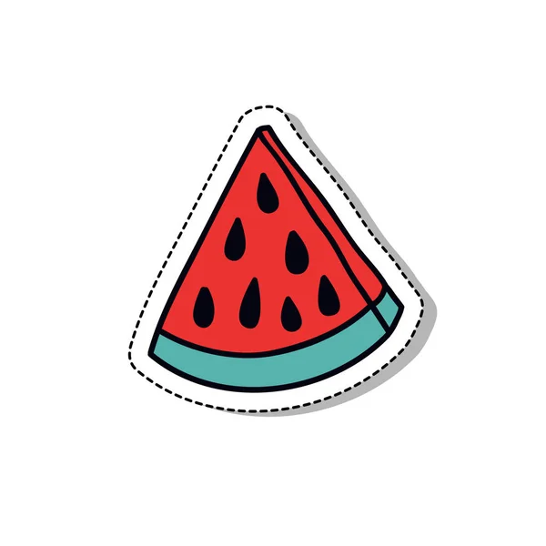 Watermeloen Doodle Sticker Pictogram — Stockvector