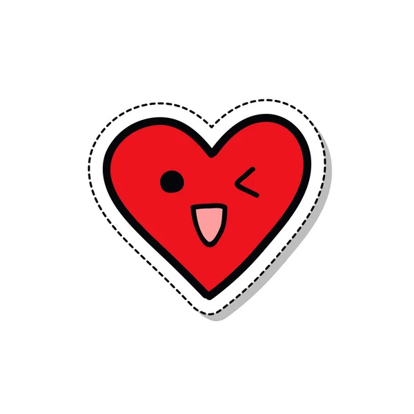 Emotikon Heart Doodle Ikona — Wektor stockowy