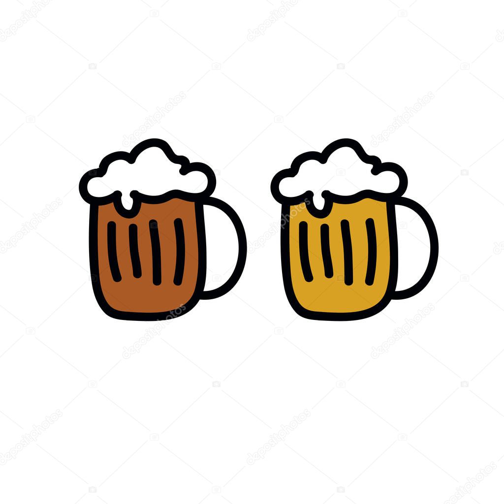 Beer doodle color icon